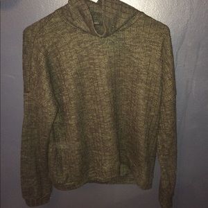 Green and black cowl/turtleneck sweater